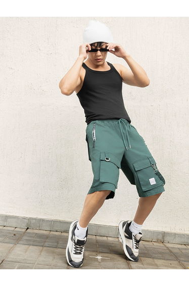 Zip Pocket Cargo Shorts with Loop Detail