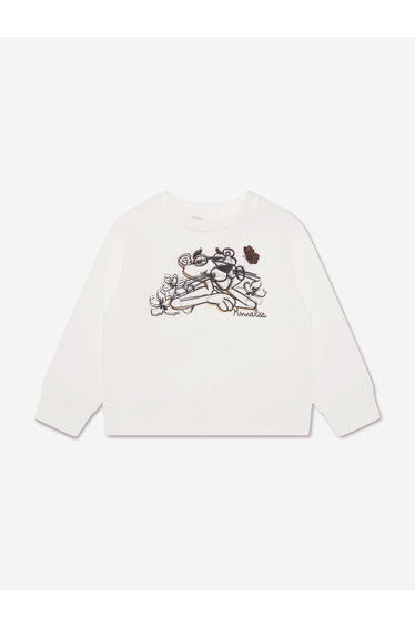 Girls Pink Panther Sweatshirt in Ivory