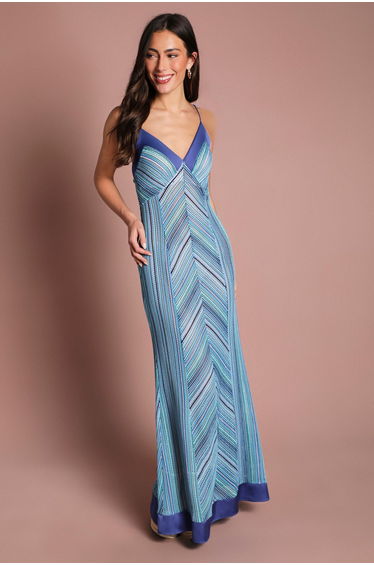 Crochet Maxi Dress With Satin Trim