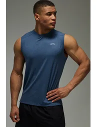 Man Active Marl Regular Fit Tank - navy