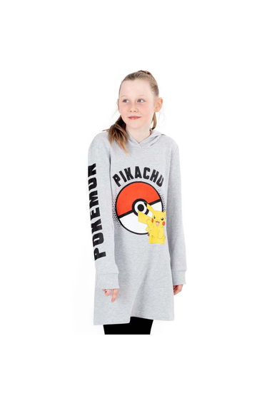 Pokemon Girls Pikachu Hoodie Dress - Grey