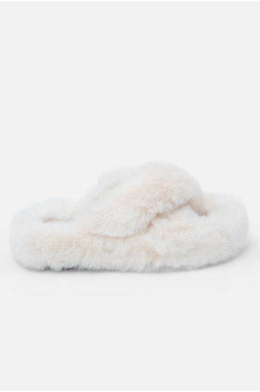 Lemonade Plush Kiss Slipper Sliders Nude