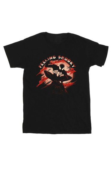 Spider-Man Boys Feeling Spooky Cotton T-Shirt - Black