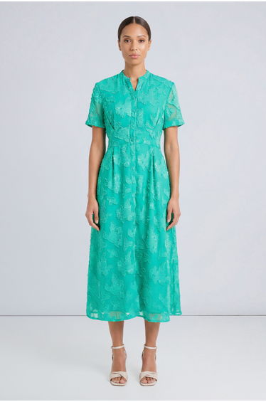Floral Jacquard Button Down Midi Dress