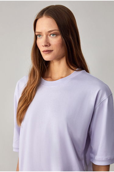 GRIMELANGE Betsy Women's 100% Cotton Crew Neck Short Sleeve Fit Relaxed Lilac T-Shirt product thumbnail 4