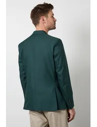 Dark Green Slim Fit Double Breasted Blazer - 2