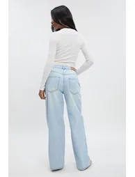 Mid Waist Loose Fit Skater Jean - bleach wash - 1