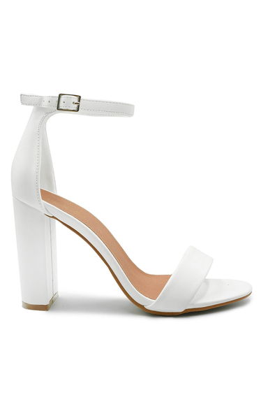 SKYE STRAPPY BLOCK HEELS WITH BUCKLE IN WHITE