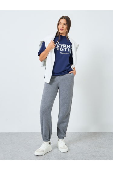 Women Grey Elastic Cuffed Joggers