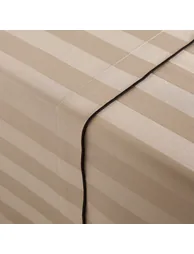 Victor Striped 100% Washed Cotton Satin 300 Thread Count Flat Sheet - 1