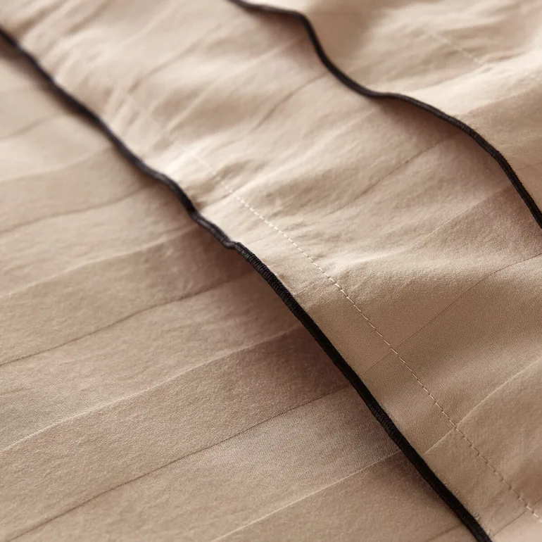 Victor Striped 100% Washed Cotton Satin 300 Thread Count Flat Sheet - 5