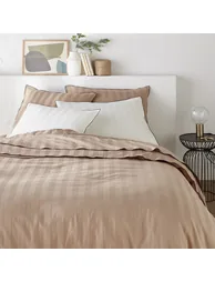 Victor Striped 100% Washed Cotton Satin 300 Thread Count Flat Sheet - 4