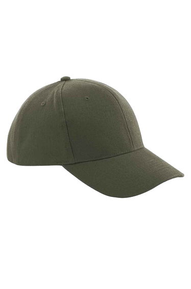 Beechfield Unisex Pro-Style Heavy Brushed Cotton Baseball Cap / Headwear - Olive Green