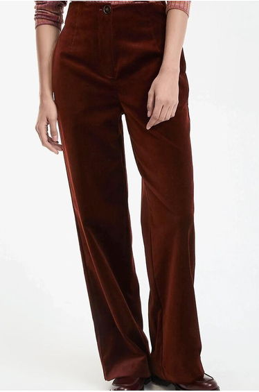 Eulalie Signature Trousers with Wide Leg in Smooth Velour
