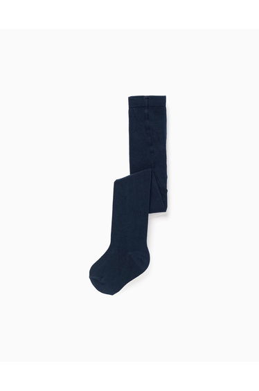 Plain anti-pilling knitted tights for babies, dark blue