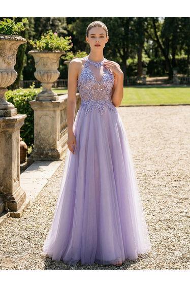 Leely Women's Elegant Halter Sleeveless A Line Prom Dress