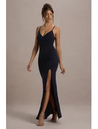 Club L London Blue Ruched Mermaid Evening Dress