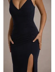 Club L London Blue Ruched Mermaid Evening Dress - 4