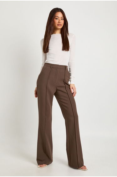 Tall Essential Flare Leg Tailored Trousers - taupe
