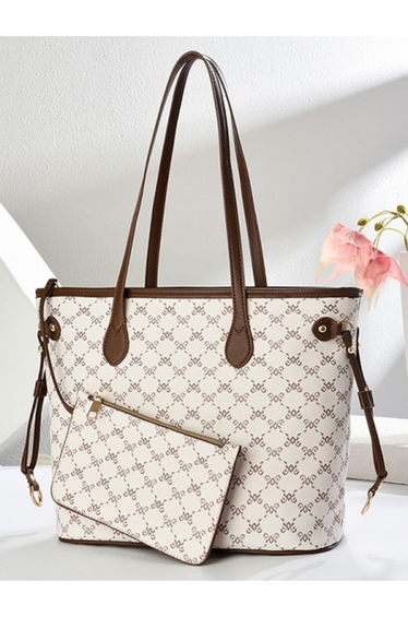 Printed Dual Handle Handbag with Purse Set