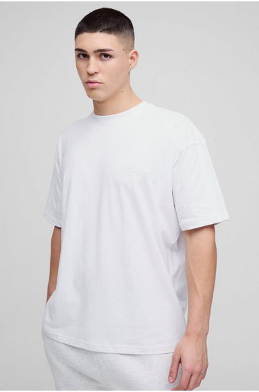 Oversized BM Signature Embroidered Crew Neck T-shirt - white