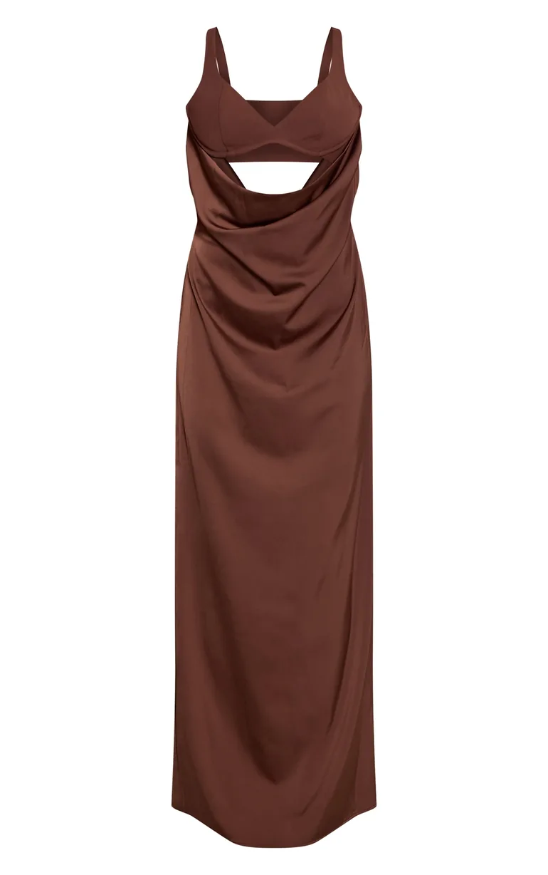 Chocolate Underwired Strappy Maxi Dress Prettylittlething Brown : Evening  Dresses : VogaCloset Oman