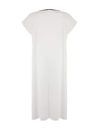 Ecru bias detail long plus size kimono & kaftan - 3