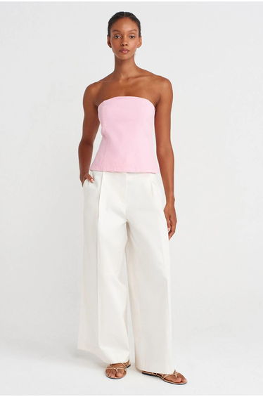 Dilvin Strapless Fitted Peplum Blouse