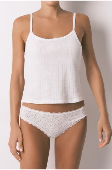 White cotton classic polka-dot print panty
