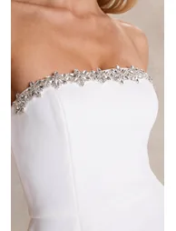 Bobbie | White Embellished Bandeau Mini Dress - 5