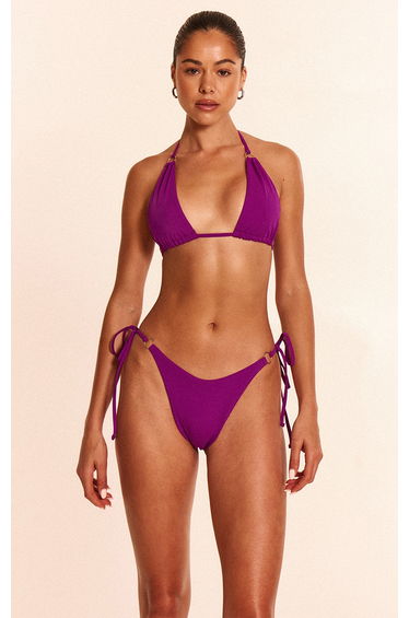Purple Mini O Ring Tie Side Bikini Bottoms