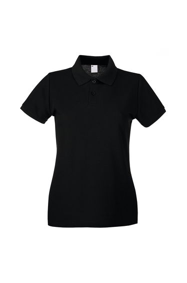 Womens/Ladies Fitted Short Sleeve Casual Polo Shirt - Jet Black