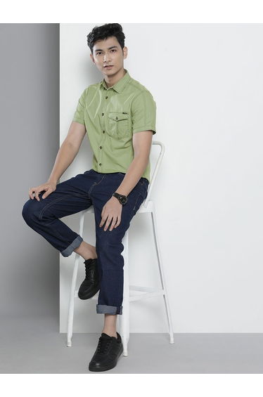Men Green Slim Fit Casual Shirt