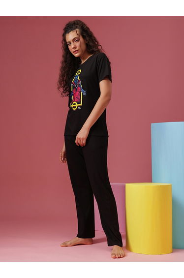 Cotton Graphic Print T-Shirt and Pyjama Set
