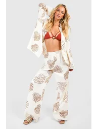 Tropical Linen Look Oversized Beach Trousers