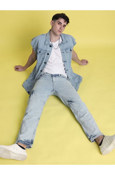 Men Relaxed High Faded Jeans
