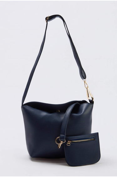 Navy Blue Charm Detailed Women's Mini Shoulder Bag