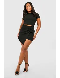 Plus Knot Detail Wrap Skort - black - 2