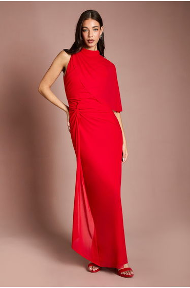 Contour Collective High Neck Drape Jersey Maxi Dress