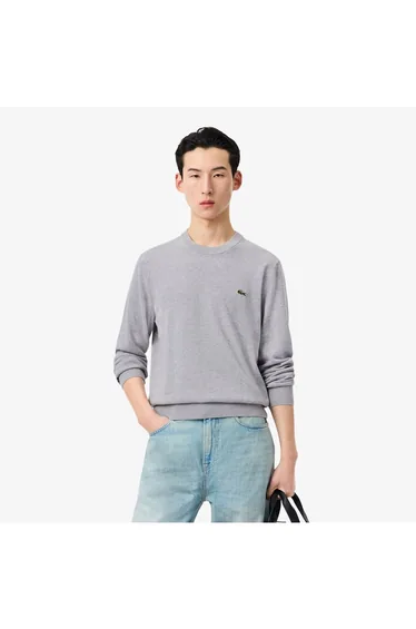Crew Neck Knit Jumper Silver Chine