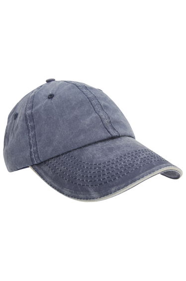 Result Washed Fine Line Cotton Baseball Cap With Sandwich Peak (Pack of 2) - Navy/Putty
