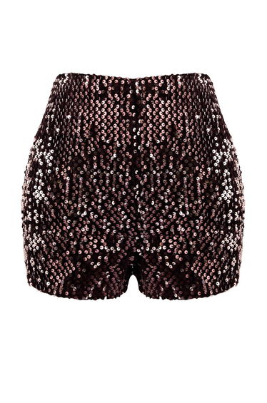 Brown Super Mini Sequin Shorts & Bermuda