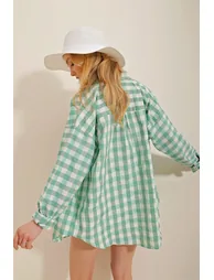 Women's Mint Checked Shirt - 4
