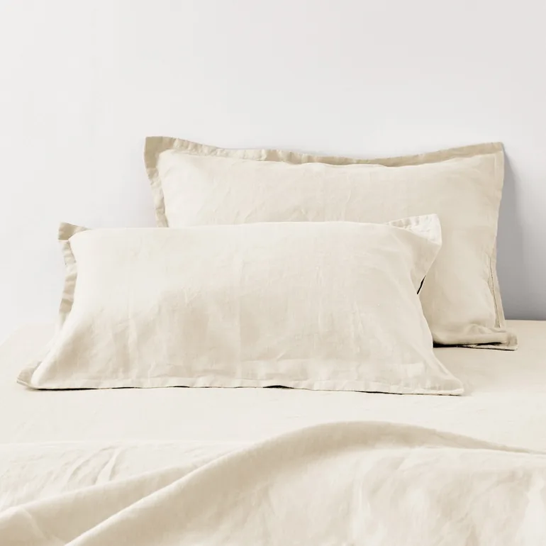 Washed Linen Plain Pillowcase or Bolster Case - 2