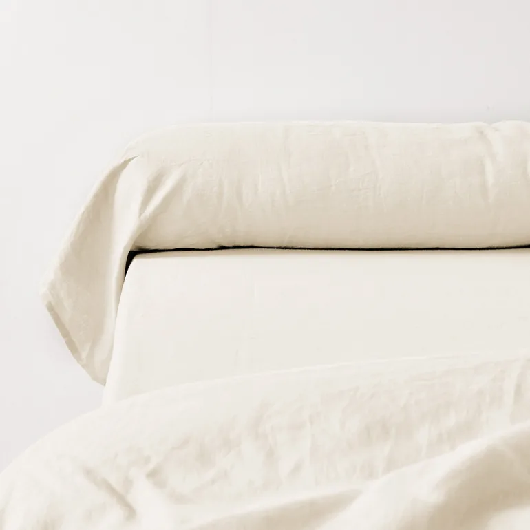 Washed Linen Plain Pillowcase or Bolster Case - 3