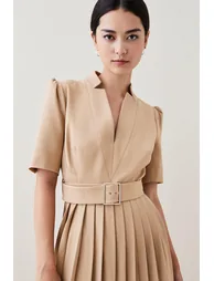 Petite Structured Crepe Forever Pleat  Dress - 1