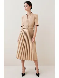 Petite Structured Crepe Forever Pleat  Dress