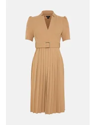 Petite Structured Crepe Forever Pleat  Dress - 3