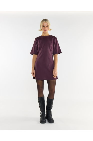 Chocolate Plum Cotton Mini Dress