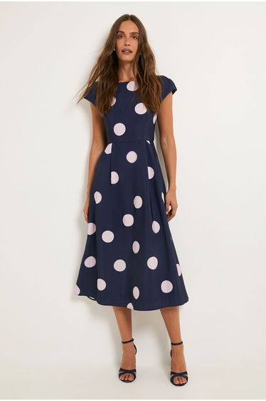 Spot Ottoman Fit & Flare Midi Dress